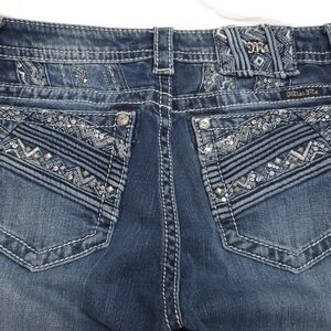 Miss Me Womens W29 L32 Straight Leg Rhinsetone Embellished Jeans Medium Wash EUC